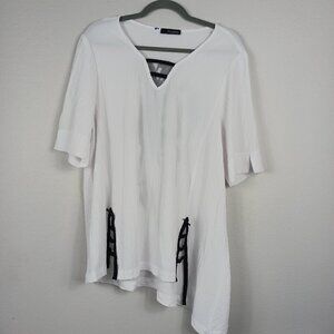 MOONLIGHT Y&S Fashion textured set tunic and crop pants women white size L